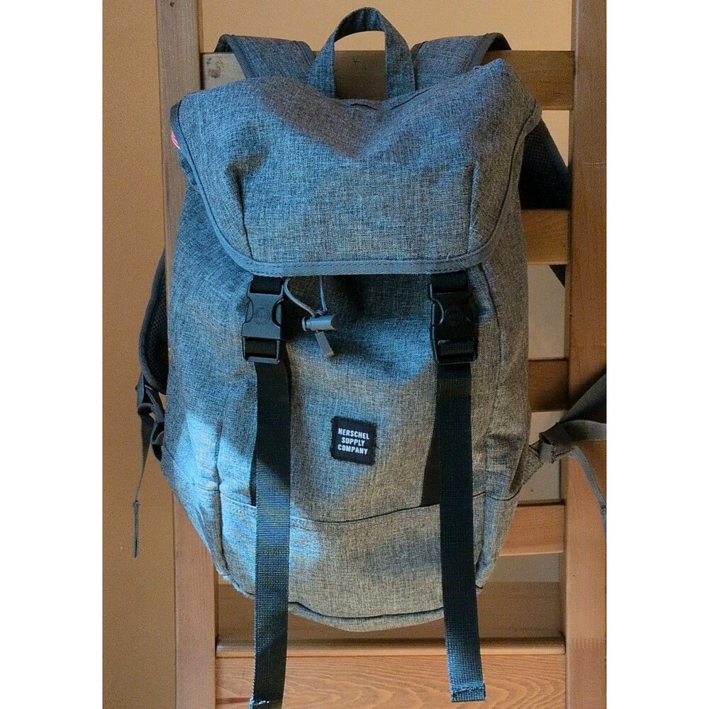 Herschel Supply Company Gray Hiking Backpack Padded Straps Logo Patch